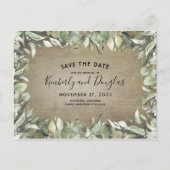 国素朴の緑の枠の日付の保存 案内ポストカード (正面)