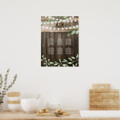 国素朴の緑の結婚座席表 ポスター (キッチン)