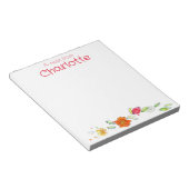 国素朴オレンジ色のワイルドフラワーの水色 ノートパッド (アングル)