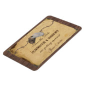 国素朴カウボーイ帽子の結婚式の日付を保存 マグネット (左側)