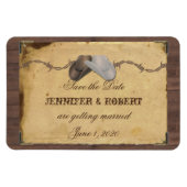 国素朴カウボーイ帽子の結婚式の日付を保存 マグネット (横)