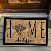 国素朴カッコいい牛のバフェイクラップ家族の名前Do ドアマット