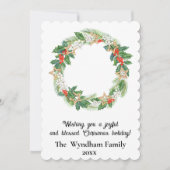 国素朴クリスマス休暇リース非写真 シーズンカード (正面)