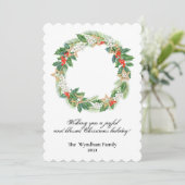 国素朴クリスマス休暇リース非写真 シーズンカード (スタンド正面)