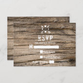 国素朴グランジ木木製RSVPカード 出欠カード (正面/裏面)