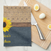 国素朴シミュレートBurlapデニムサンフラワー キッチンタオル (四つ折り)