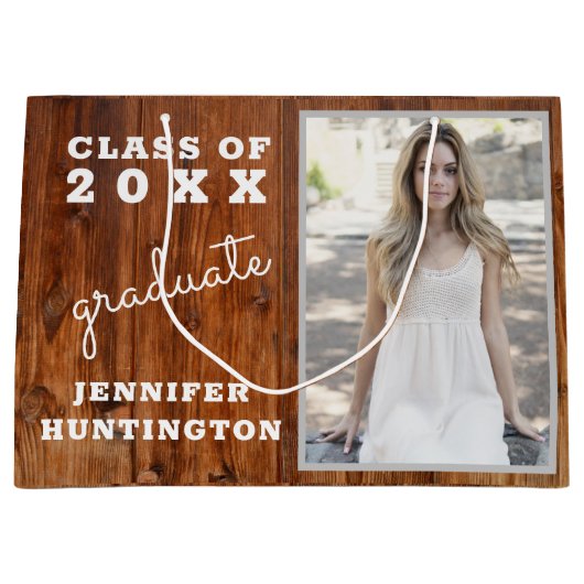 国素朴ダークウッド写真卒業 ラージペーパーバッグ (正面)