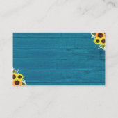 国素朴ティール(緑がかった色)ひまわり結婚のウェブサイト エンクロージャーカード (裏面)