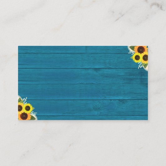 国素朴ティール(緑がかった色)ひまわり結婚のウェブサイト エンクロージャーカード (裏面)