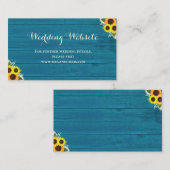 国素朴ティール(緑がかった色)ひまわり結婚のウェブサイト エンクロージャーカード (正面/裏面)