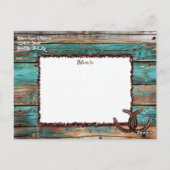 国素朴ティール（緑がかった色）ウッドホースシュー日付を保存 ポストカード (裏面)