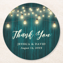 国素朴ティール（緑がかった色）結婚の感謝 ラウンドペーパーコースター