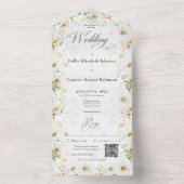 国素朴デイジーフローラQRコード オールインワン招待状 (内側)