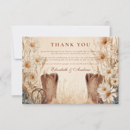 国素朴デイジーブーツ結婚ズ サンキューカード (正面)