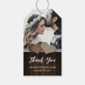 国素朴ハートウッドレースフォト結婚ズ ギフトタグ (正面)