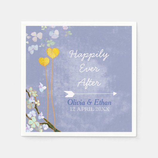 国素朴ハートパウダーブルー結婚ズ スタンダードカクテルナプキン (正面)