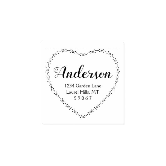 国素朴ハートファミリ名差出人住所 ラバースタンプ (インプリント)