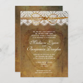 国素朴ハートレース結婚式招待状 招待状 (正面/裏面)