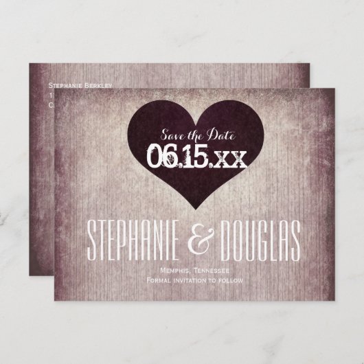 国素朴ハート日付はがきを保存 案内ポストカード (正面/裏面)