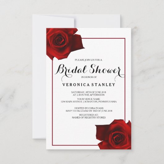 国素朴バラクラスフローラブライダルシャワー 招待状 (正面)