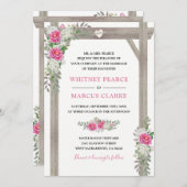 国素朴ピンクフローラアーフォーマルチ結婚ーズ 招待状 (正面/裏面)