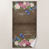 国素朴フローラの水パーソナライズされた色名 ビーチタオル (正面)