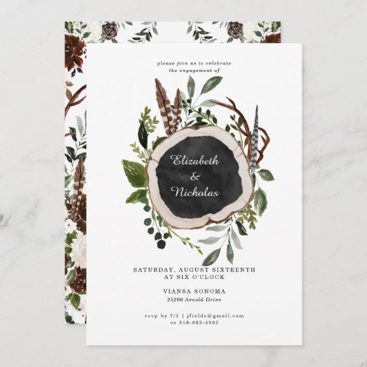 国素朴フローラの結婚婚約パーティ 招待状 (正面/裏面)