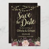 国素朴フローラダークウッド文字列ライト セーブザデート (正面/裏面)