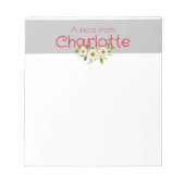 国素朴フローラデイジー水色グレー ノートパッド (正面)