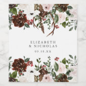 国素朴フローラパーソナライズされた結婚の ワインラベル (シングルラベル)