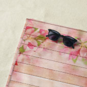 国素朴フローラピンクウッドモノグラム ビーチタオル (インサイチュ)