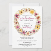 国素朴フローラリース水彩卒業 招待状 (正面)