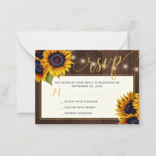 国素朴フローラ予算結婚のRSVPエレガント ノートカード (正面)