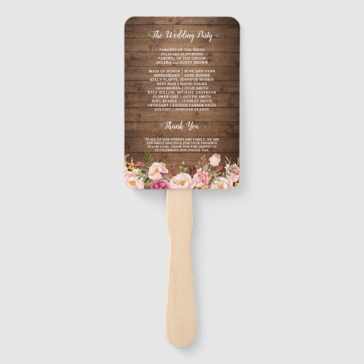 国素朴フローラ文字列ライト結婚式 プログラム ハンドファン (裏面)