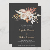 国素朴フローラ植物影結婚の 招待状 (正面/裏面)