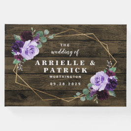 国素朴フローラ紫と金ゴールド結婚ズ ゲストブック