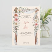 国素朴フローラ結婚のアーチイエロー結婚ズ 招待状 (スタンド正面)