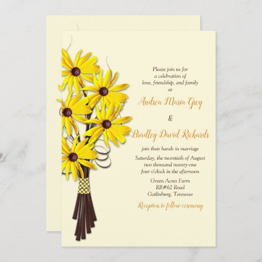 国素朴フローラ結婚式招待状 招待状 (正面/裏面)