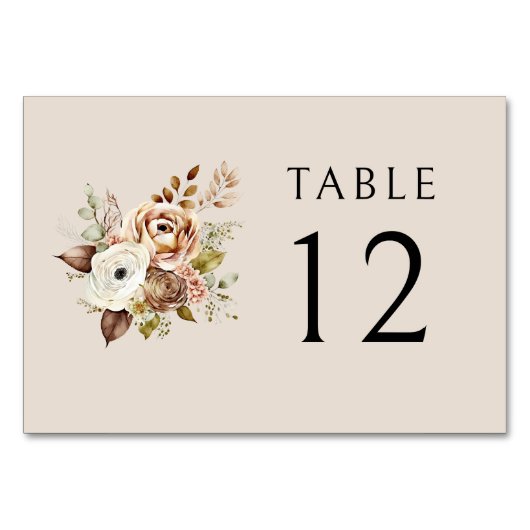 国素朴フローラ自然中立秋の結婚式 テーブルナンバー (正面)