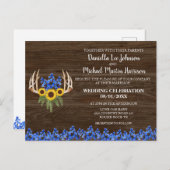 国素朴フローラ〔雄ジカの〕枝角結婚式招待状 ポストカード (正面/裏面)