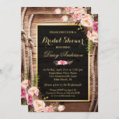 国素朴ブライダルシャワーウッドノットフローララップ 招待状 (正面/裏面)