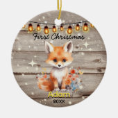 国素朴ベビー初めてのクリスマスフォックス セラミックオーナメント (正面)