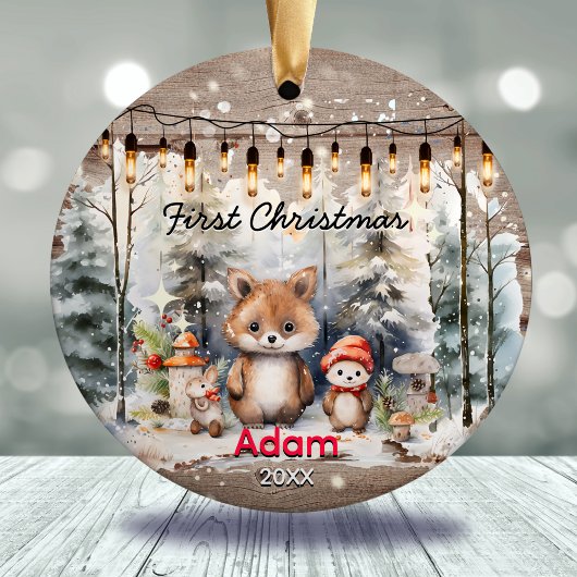 国素朴ベビー初めてのクリスマスベビーベア セラミックオーナメント