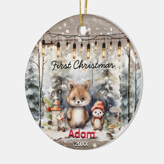 国素朴ベビー初めてのクリスマスベビーベア セラミックオーナメント (左)