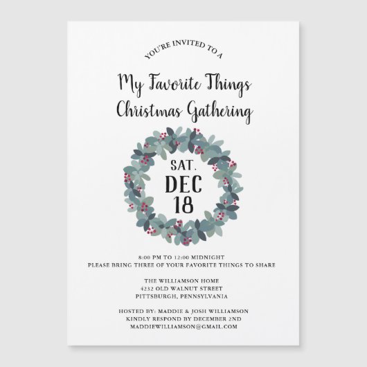 国素朴リースプレイドクリスマスクリスマスマグネット (正面)