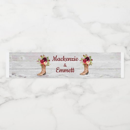 国素朴ヴィンテージウェスタン結婚式の引き出物ブーツ ペットボトルラベル (シングルラベル)