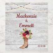 国素朴ヴィンテージウェスタン結婚式の引き出物ブーツ ワインラベル (シングルラベル)