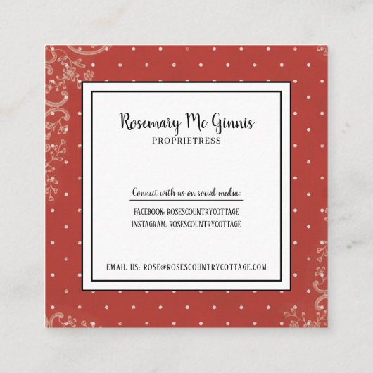国素朴ヴィンテージバラ名刺 スクエア名刺 (裏面)