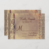 国素朴ヴィンテージバーラップウェディングRSVPカード 出欠カード (正面/裏面)