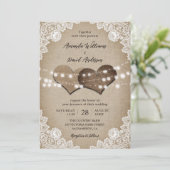 国素朴ヴィンテージバーラップフローラレース結婚ズ 招待状 (スタンド正面)